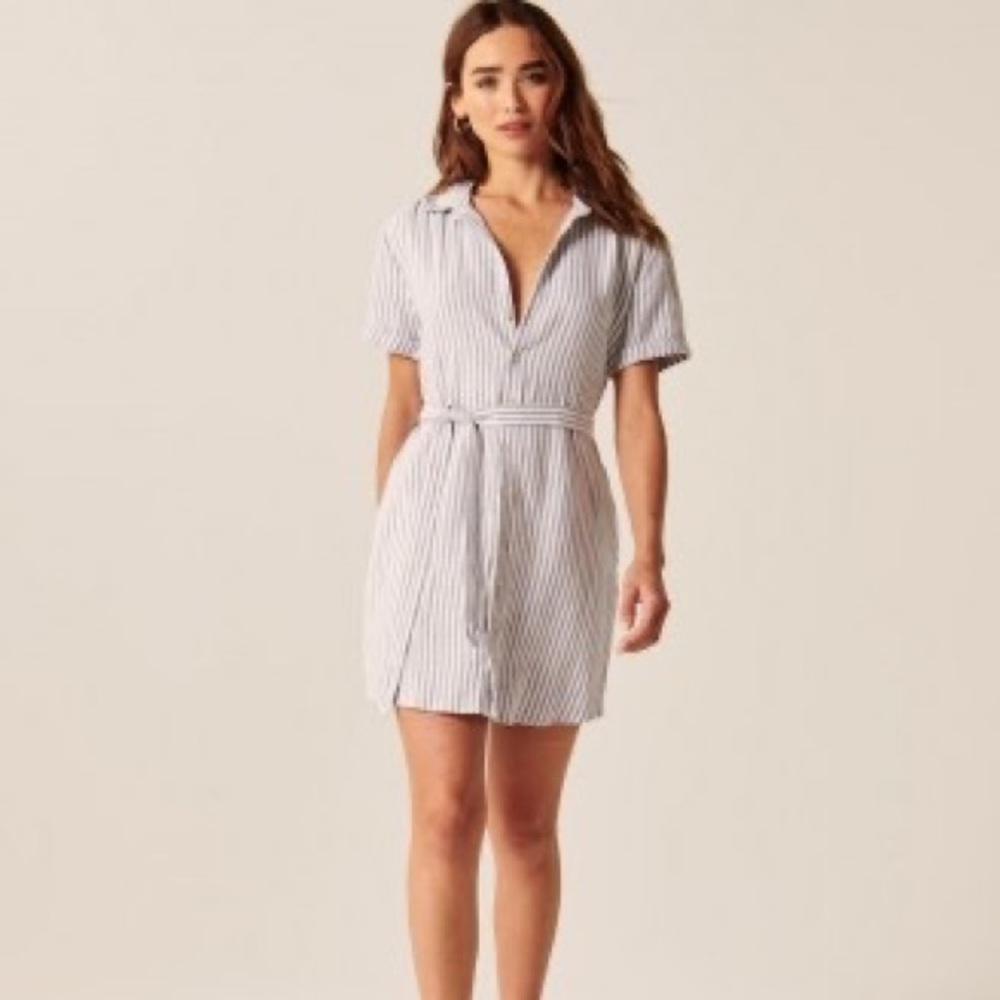 Linen-Blend Shirt Dress